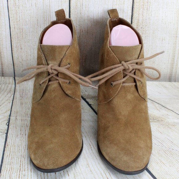 Lucky Brand Brown Suede Lace-up Heeled Ankle Boots Size 9 M - Picture 5 of 9